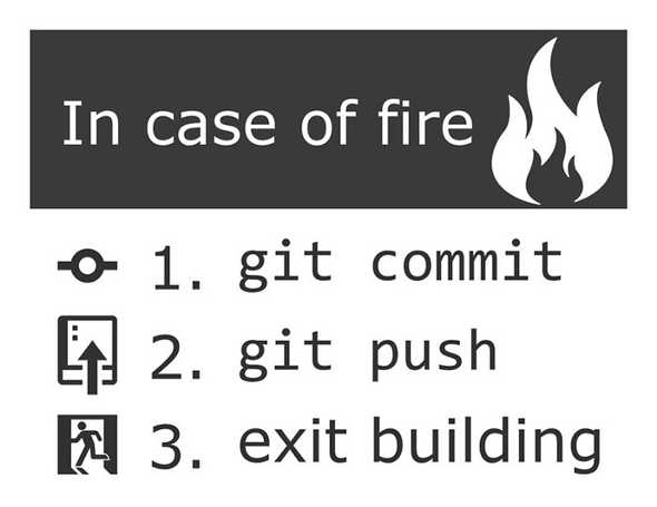 Git commit, Git push, Exit building